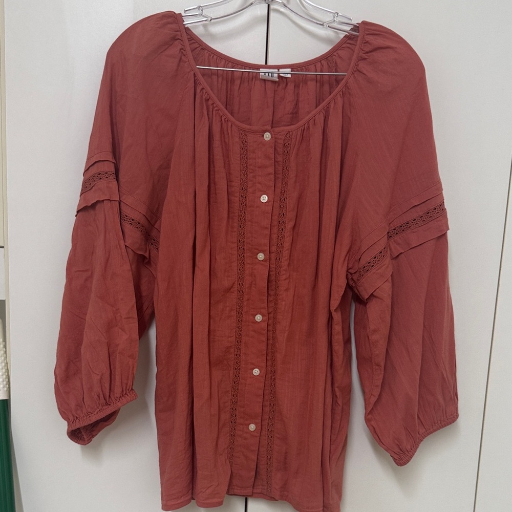 GAP Rust Blouse with Button Detail